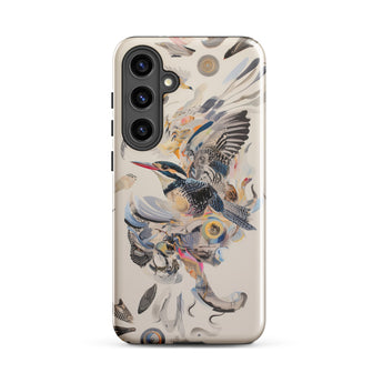 Above & Beyond - Surreal Kingfisher Art Samsung Case, Galaxy S24 Plus / Gloss, Smartphone Case Detailed Bird Feather Design