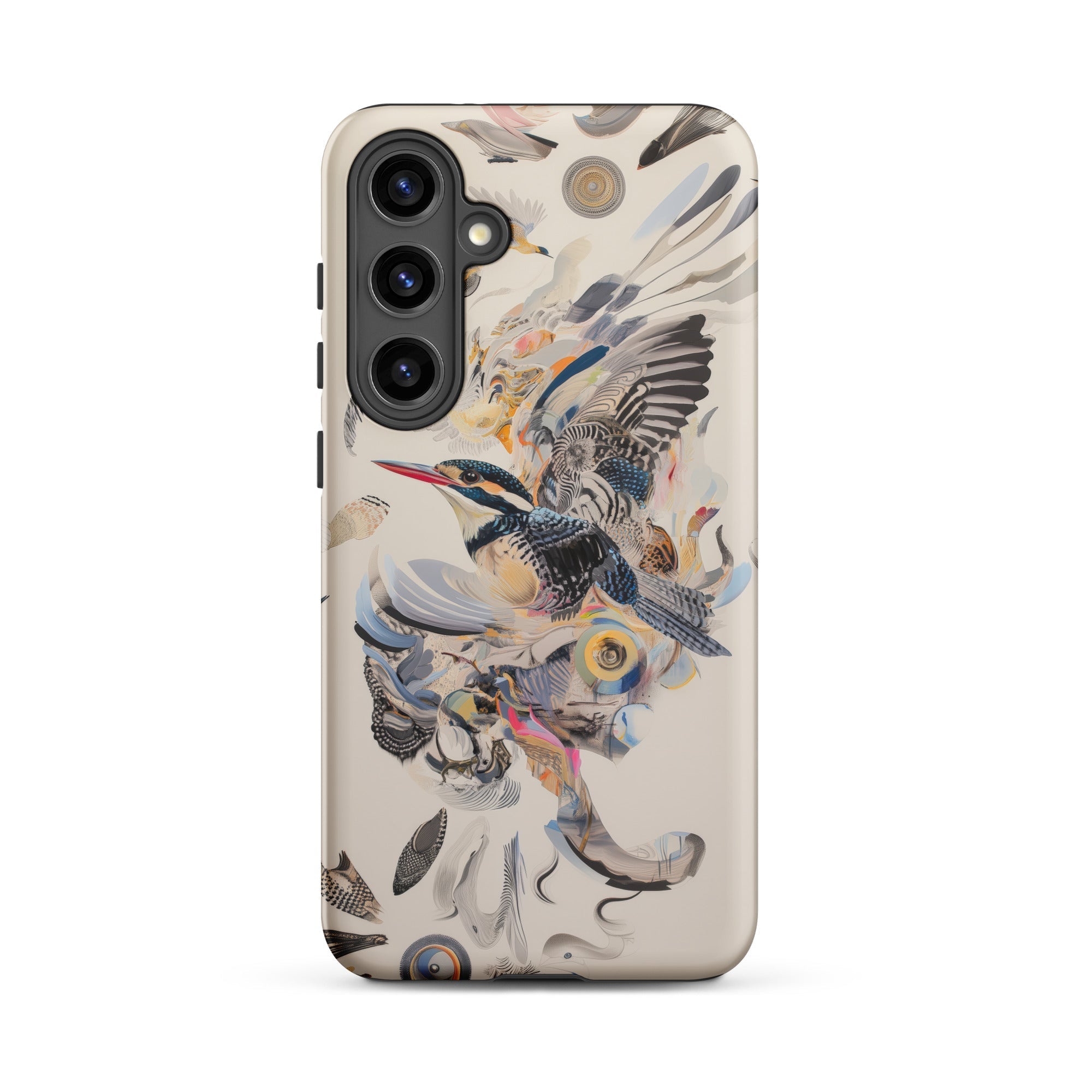 Above & Beyond Surreal Kingfisher Art Samsung Case, Galaxy S24 Plus / Matte, Smartphone Case Colorful Bird Feather Design