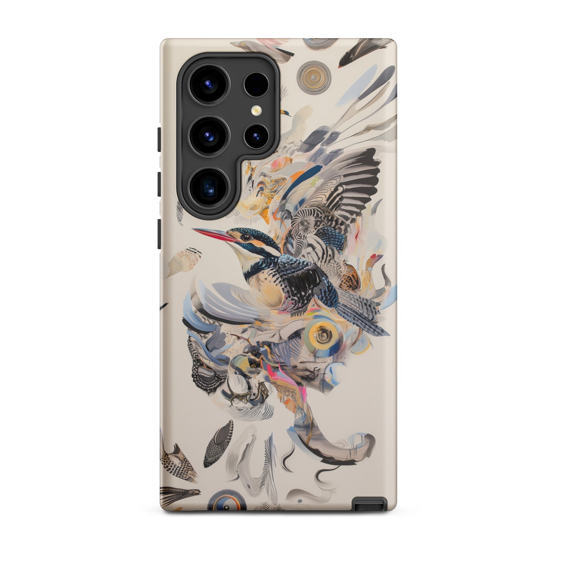 Above & Beyond Surreal Kingfisher Art Samsung Case, Galaxy S24 Ultra / Matte, Phone Case Artistic Kingfisher Feather Design