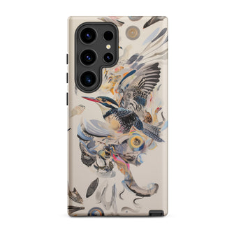 Above & Beyond - Surreal Kingfisher Art Samsung Case, Galaxy S24 Ultra / Matte, Phone Case Artistic Kingfisher Feather Design