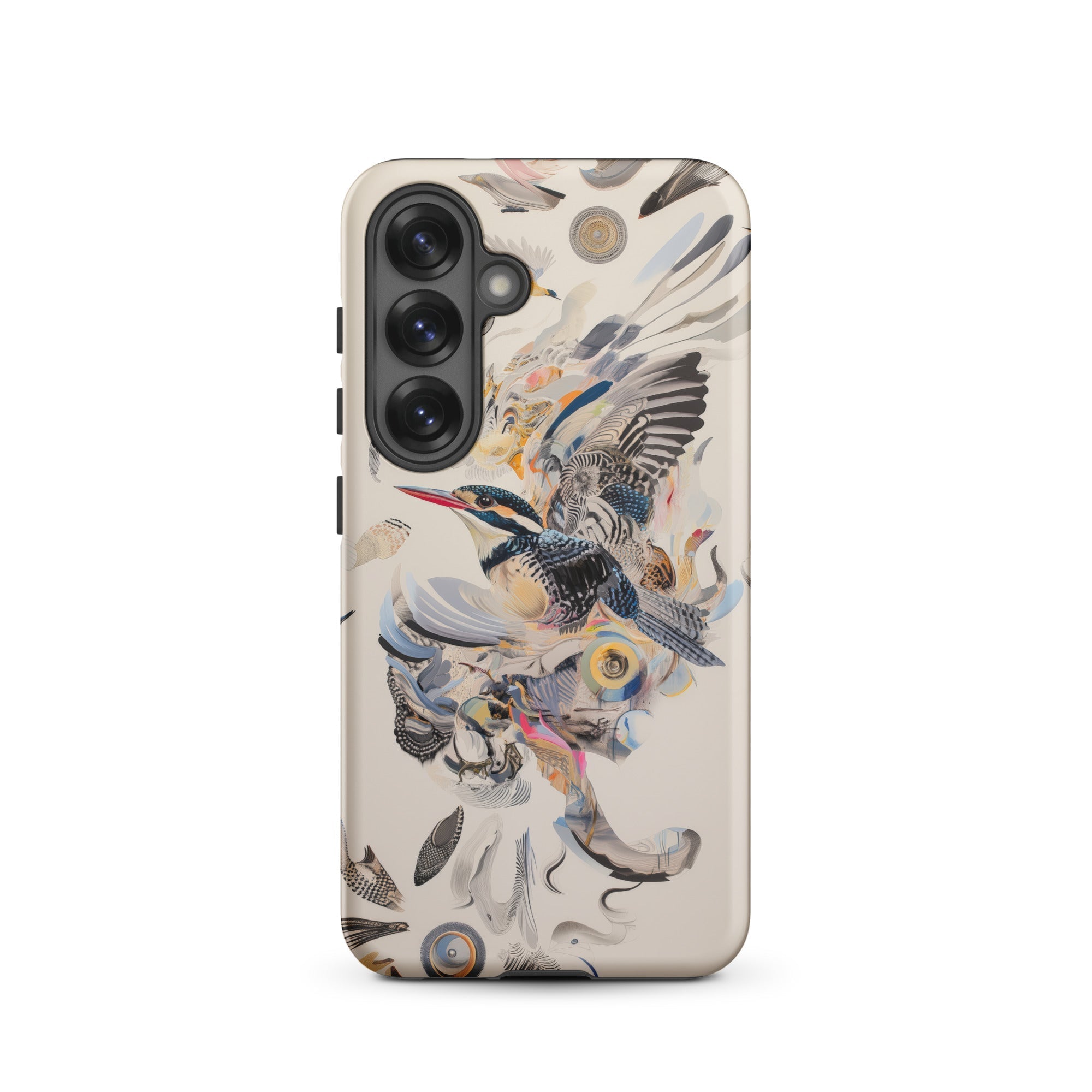 Above & Beyond Surreal Kingfisher Art Samsung Case, Galaxy S25 / Matte, Smartphone Case Colorful Kingfisher Abstract Design