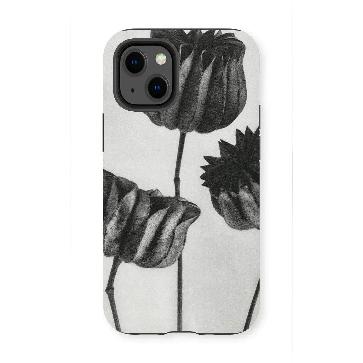 Abutilon (lime Mallow) Pod - Karl Blossfeldt Iphone Case, 13 Mini / Matte, Phone Case Black White Floral Design Stylized Tulip-like