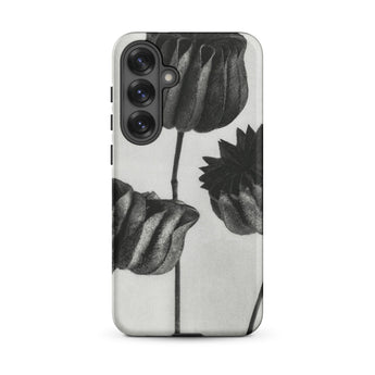 Abutilon (lime Mallow) Pod - Karl Blossfeldt Phone Case Samsung Galaxy S25 Plus / Matte Black White Floral Phone Case Detailed Sketch