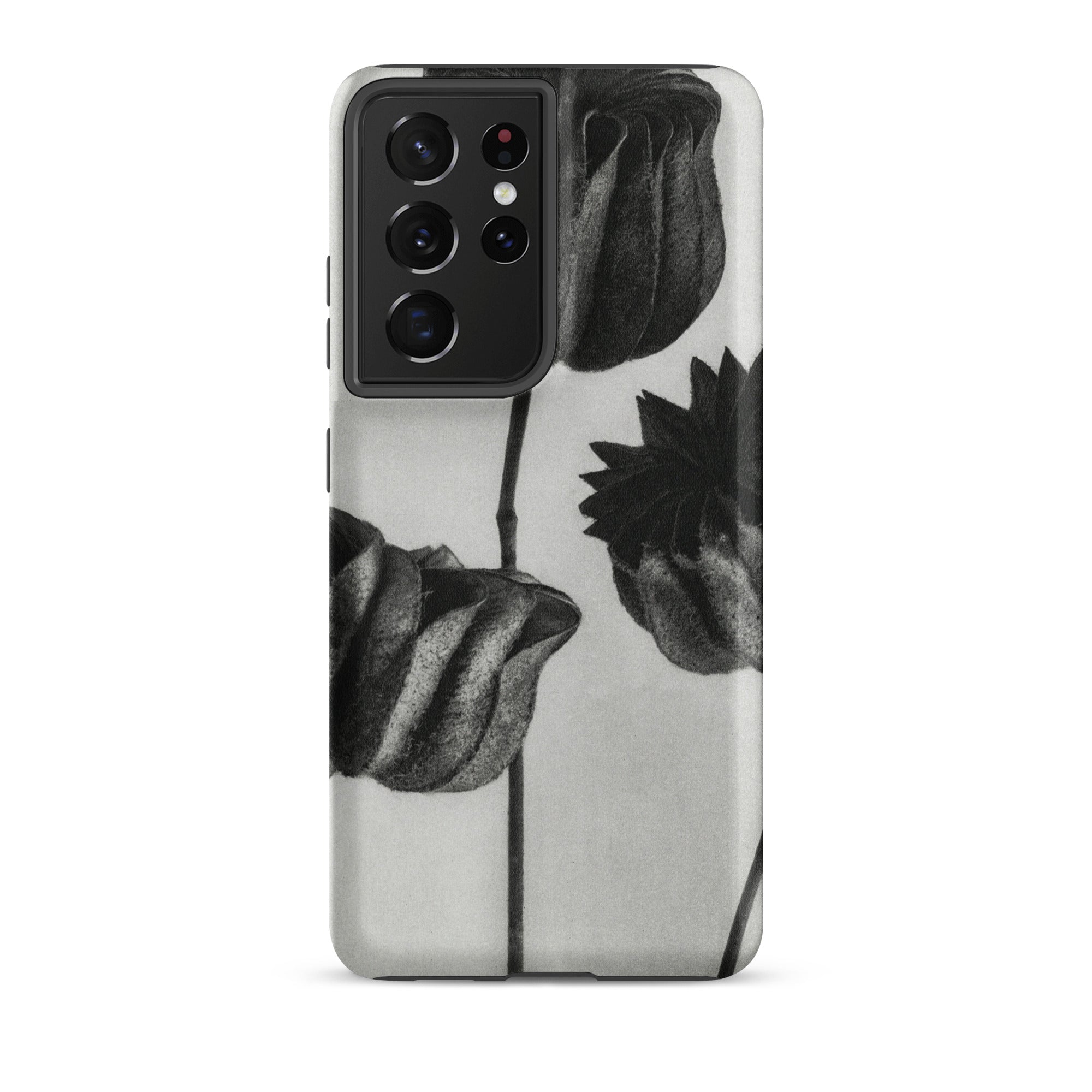 Abutilon (lime Mallow) Pod Karl Blossfeldt Samsung Case, Galaxy S21 Ultra / Matte, Smartphone Case Black White Floral Design