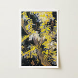 Acacia Branches - Vincent Van Gogh Art Print / Canvas Vibrant Yellow White Floral Matte Paper Poster, Light Fractures, Petals Shaped Prints