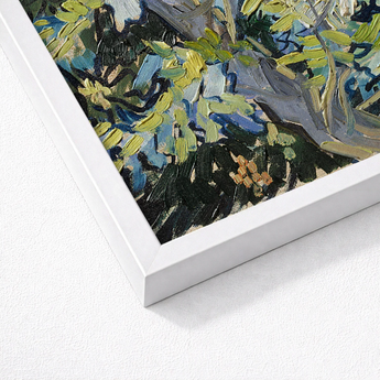 Framed Painting Bold Textured Brushstrokes Vibrant Greens Blues Vincent Van Goh Art Print, Acacia Branches Canvas Hums, Gogh