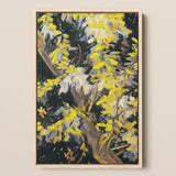 Acacia Branches - Vincent Van Gogh Art Print / Canvas Vibrant Yellow White Floral Painting Light Wood Frame Vincent Gogh Art Print,