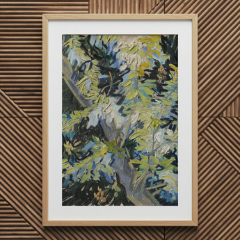 Acacia Branches - Vincent Van Gogh Art Print / Canvas Wooden-framed Artwork Green Blue Foliage Design Vincent Goh Art Print, Acacia