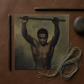 Academy Study of a Man - French School 19th c Art Print / Canvas Square Painting Muscular Black Dark Skin Academic, Life, Raw Iron-brown