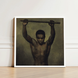 Academy Study of a Man - French School 19th c Art Print / Canvas Framed Painting Muscular Black Dark Skin Tone Academic, Life, Raw