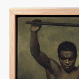 Academy Study of a Man - French School 19th c Art Print / Canvas Framed Artwork Muscular Figure Dark Skin Long Slender Academic, Life, Raw