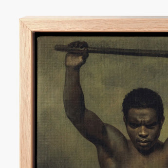 Academy Study of a Man - French School 19th c Art Print / Canvas Framed Artwork Muscular Figure Dark Skin Long Slender Academic, Life, Raw