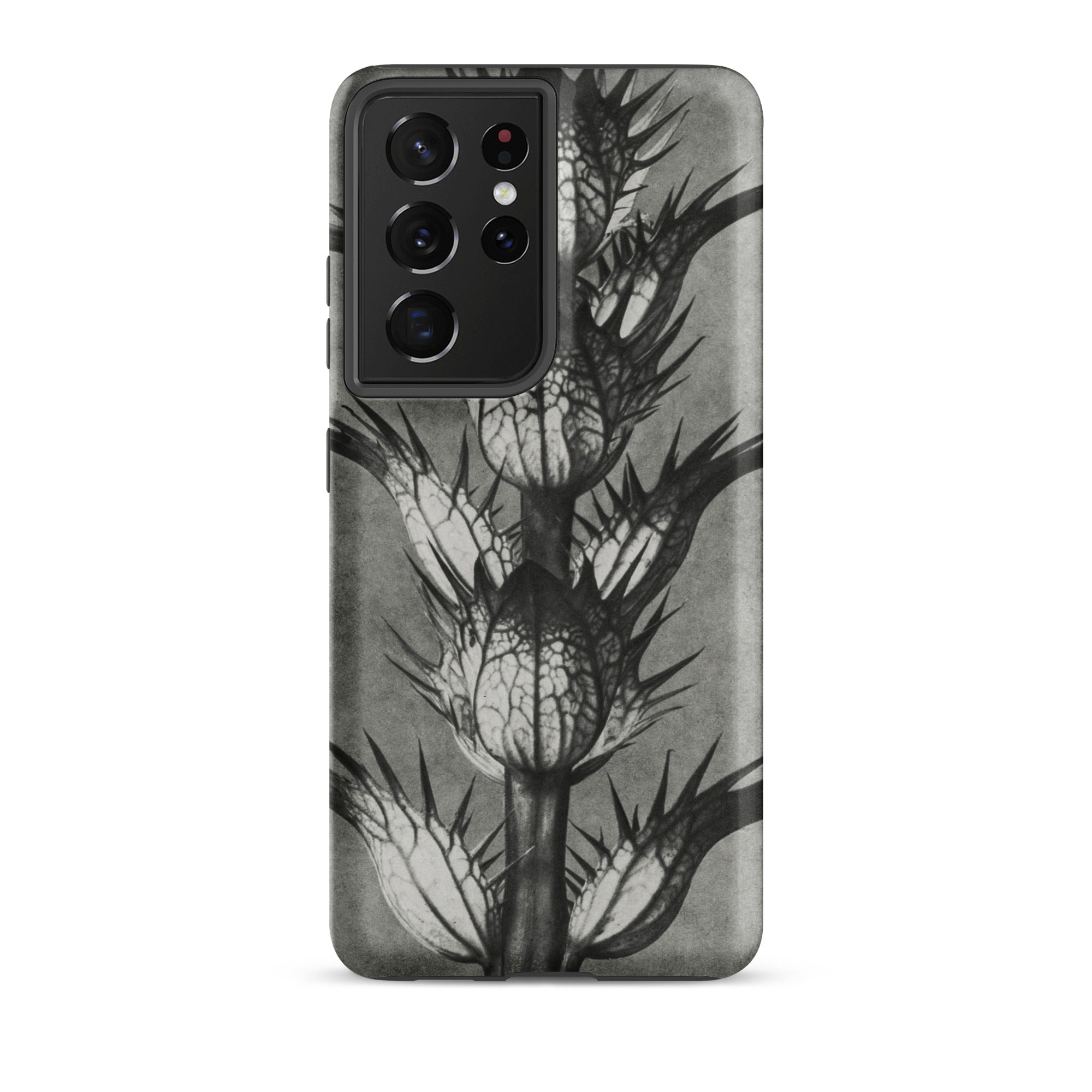 Acanthus Mollis (bear’s Breeches) Karl Blossfeldt Samsung Case, Galaxy S21 Ultra / Matte, Black White Thistle Plant Pattern Smartphone Case