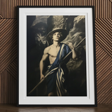 Achillean Beat - Gay Explorer Art Print, 12x16’’ / 31x41cm / Black Frame / 2’’ Matboard, Framed Dramatic Portrait Photograph Shirtless
