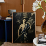 Achillean Beat - Gay Explorer Art Print / Canvas Framed Classical Painting Muscular Man Wide-brimmed Hat Draped Gay Explorer Art, Queer