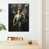 Achillean Beat - Gay Explorer Art Print / Canvas Black-framed Artwork Classical Painting Young Man Wide-brimmed Hat Gay Explorer Art, Queer