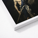 Framed Art Print Muscular Figure Dark Blue Gold Gay Explorer, Queer Fantasies Collide, Achillean Beat