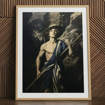 Achillean Beat - Gay Explorer Art Print / Canvas Framed Art Print Classical Painting Young Man Wide-brimmed Gay Explorer Art, Queer