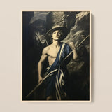 Achillean Beat - Gay Explorer Art Print / Canvas Framed Classical Painting Young Man Wide-brimmed Hat Draped Gay Explorer Art, Queer