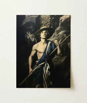 Framed Reproduction Classical Painting Young Man Wide-brimmed Hat Gay Explorer Art, Queer Fantasies Collide, Achillean Beat