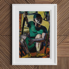 Acrobat on the Trapeze Max Beckmann Art Print, 12x18’’ / 31x46cm / Unframed, Framed Painting Seated Figure Green Outfit Expressive Stylized
