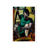 Acrobat on the Trapeze - Max Beckmann Art Print / Canvas Expressionist Painting Seated Figure Green Shirt Contemplative Pose Max Beckmann’s
