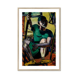 Acrobat on the Trapeze - Max Beckmann Art Print, Figure Green Dress Sits Hands Knees Expressionist Painting