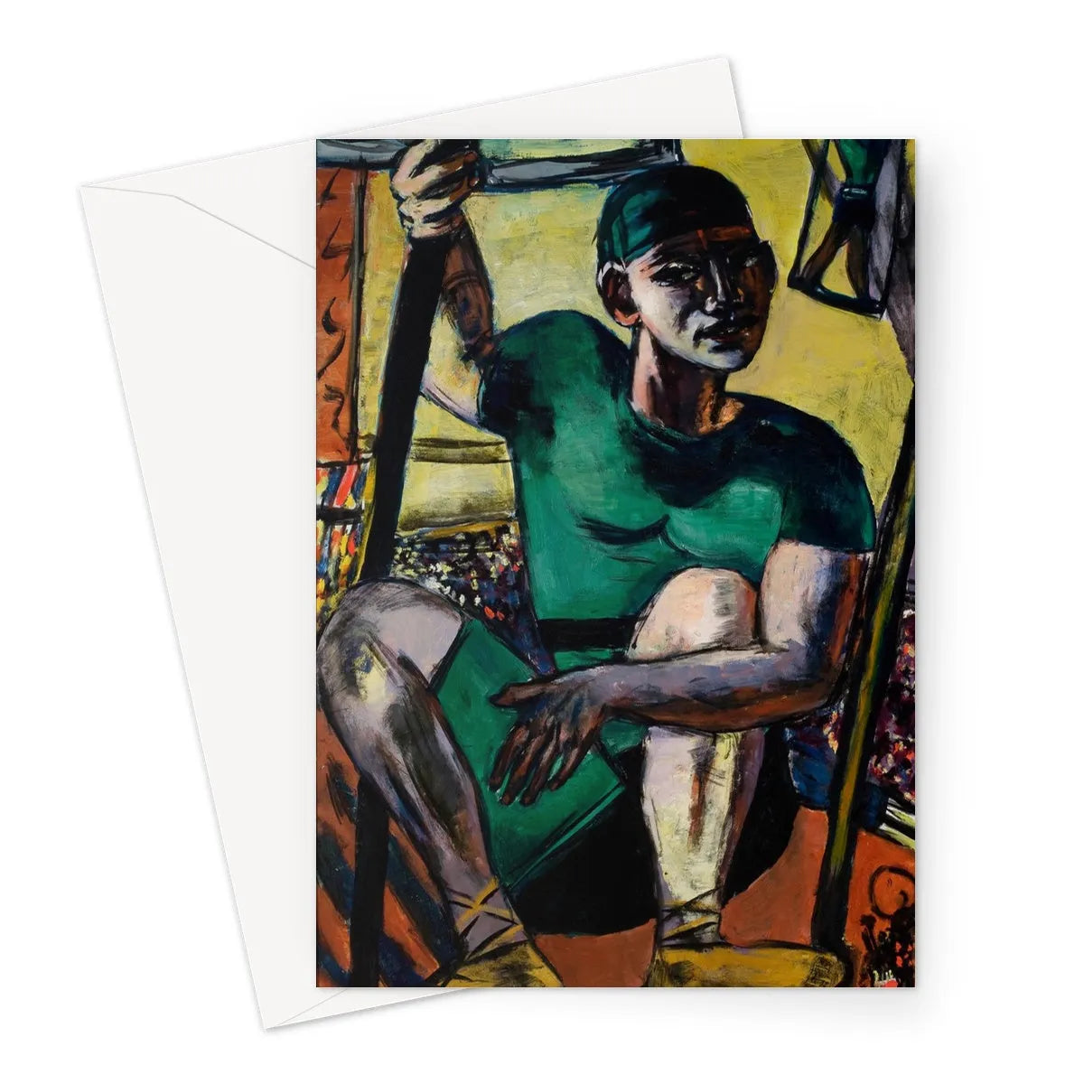 Acrobat On The Trapeze By Max Beckmann Greeting Card - A5 Portrait / 1 Card - Greeting & Note Cards - Aesthetic Art
