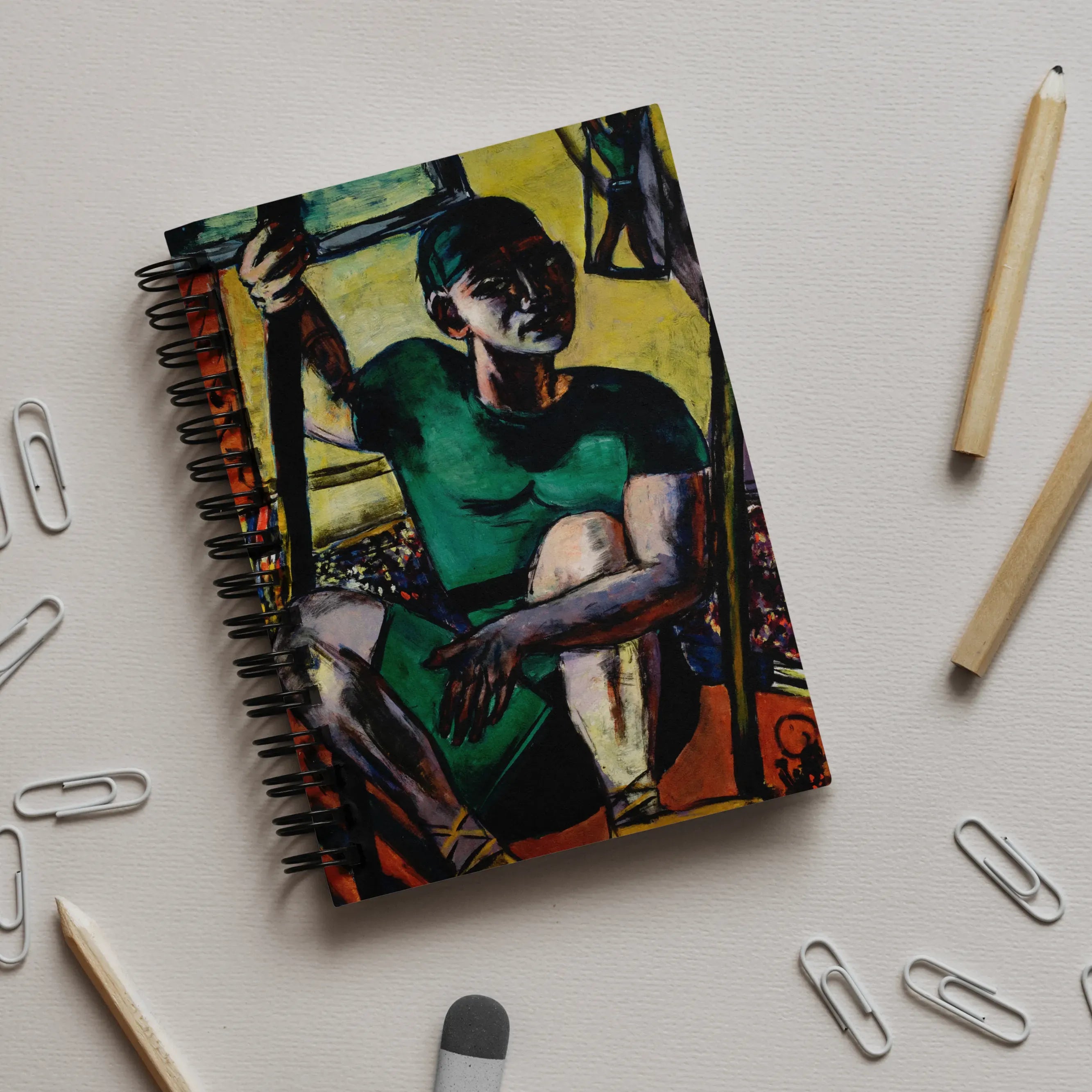 Acrobat On The Trapeze By Max Beckmann Notebook - A5 / Graph - Notebooks & Notepads - Aesthetic Art