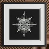 Actiniae - Ernst Haeckel Ocean Life Art Print, 12x12’’ / 31x31cm / Black Frame / 2’’ Matboard, Framed Black White Abstract Geometric
