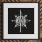 Actiniae - Ernst Haeckel Ocean Life Art Print, 12x12’’ / 31x31cm / Black Frame, Framed Black White Abstract Geometric Artwork Star-like