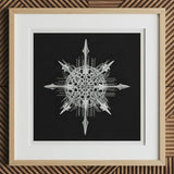 Actiniae - Ernst Haeckel Ocean Life Art Print, 12x12’’ / 31x31cm / Natural Frame / 2’’ Matboard, Framed Abstract Star-shaped Artwork Black