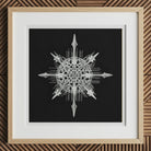 Actiniae - Ernst Haeckel Ocean Life Art Print, 12x12’’ / 31x31cm / Natural Frame, Framed Abstract Star-shaped Artwork Black Background