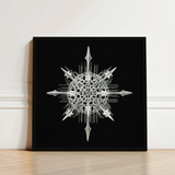 Actiniae - Ernst Haeckel Ocean Life Art Print / Canvas Framed Black-and-white Artwork Intricate Metallic Silver Snowflake Design Haeckel’s,