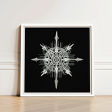 Actiniae - Ernst Haeckel Ocean Life Art Print / Canvas Silver Intricately Detailed Snowflake Artwork White Frame Haeckel’s, Hypnotic Marine