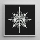 Actiniae - Ernst Haeckel Ocean Life Art Print / Canvas Silver Intricately Detailed Snowflake Artwork Sharp Symmetrical Spikes Ernst