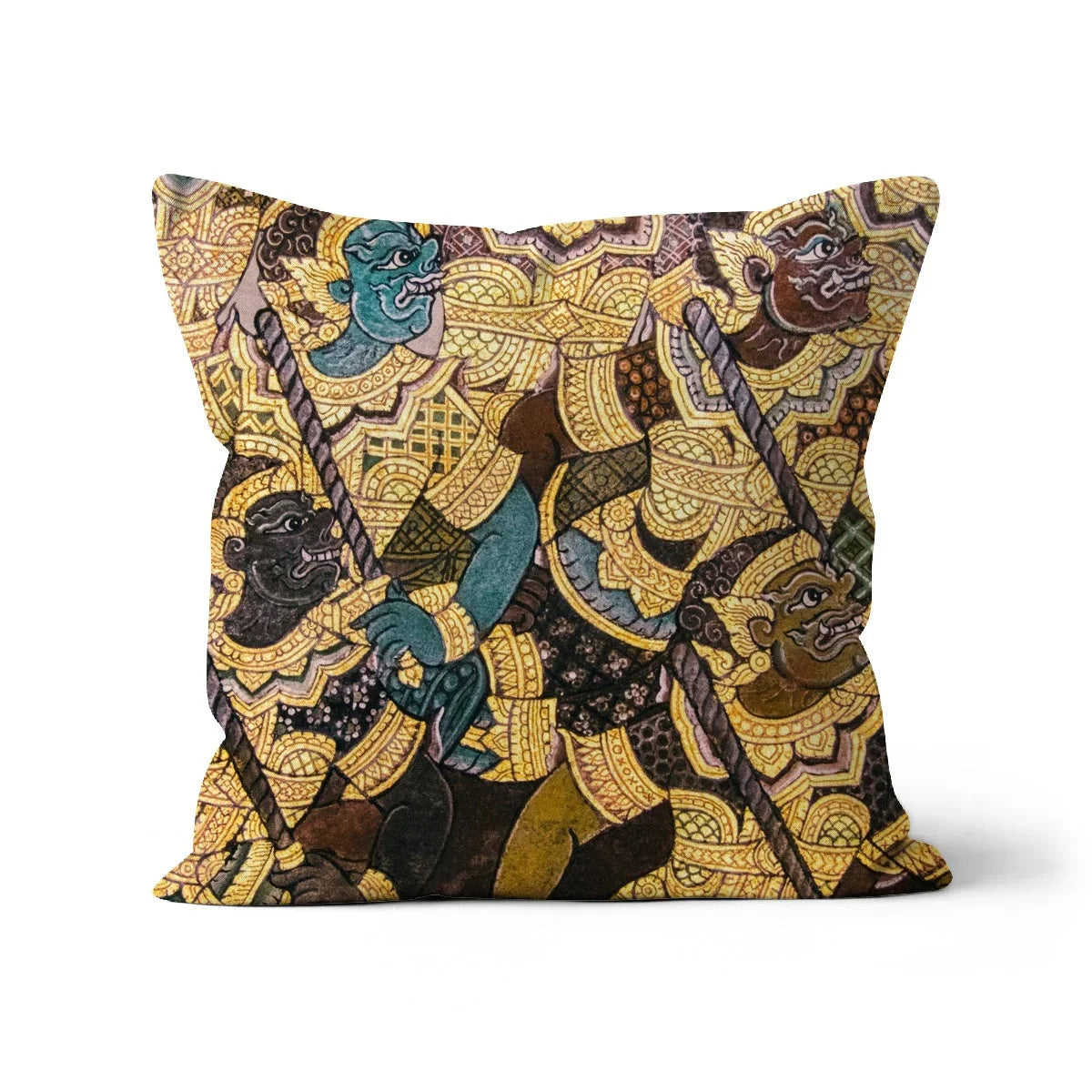 Action Men - Ancient Thai Temple Art Pillow Linen / 18’’x18’’ Throw Pillows