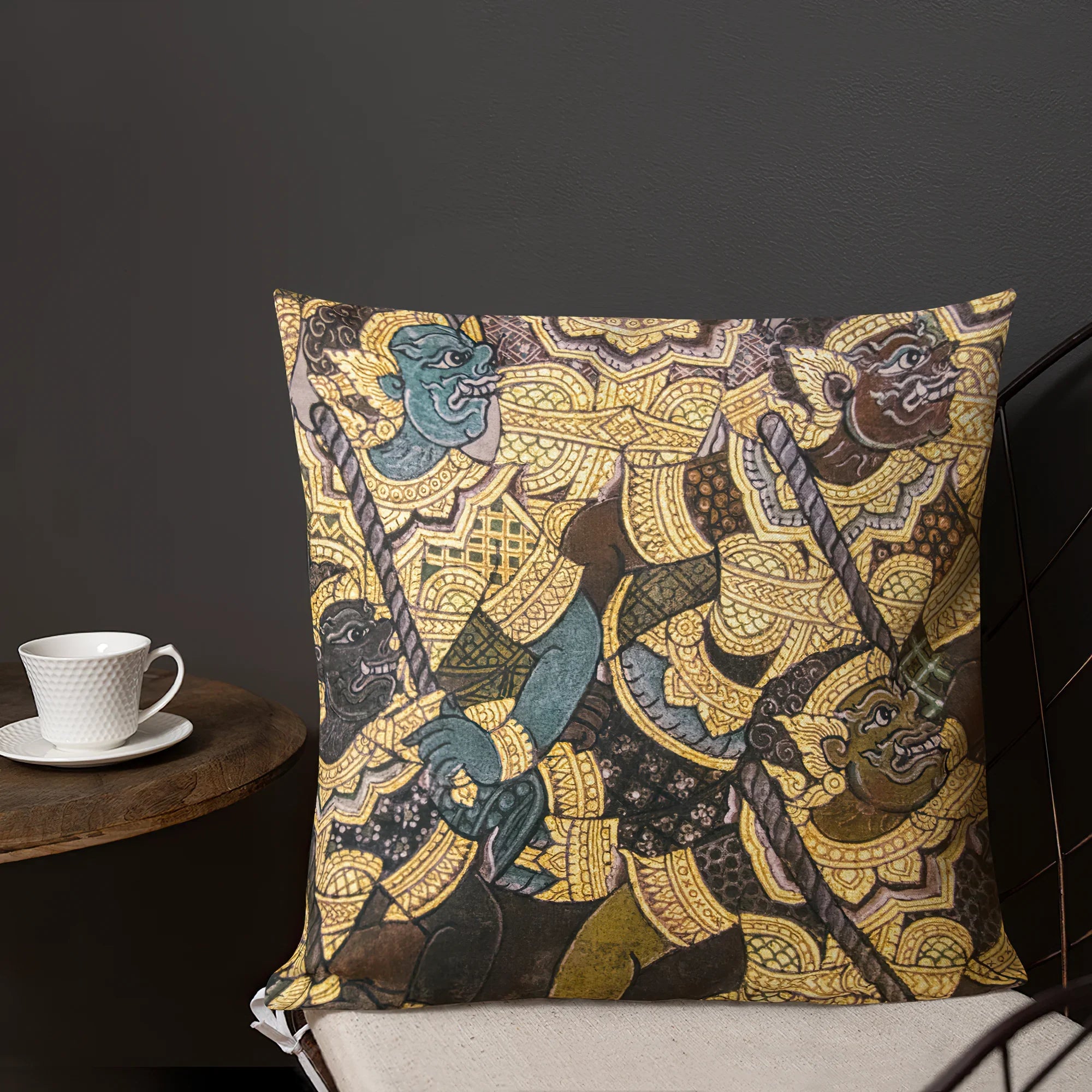 Action Men - Ancient Thai Temple Art Pillow Throw Pillows