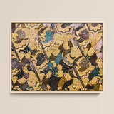 Action Men - Ancient Thai Temple Art Print / Canvas Vibrant Intricately Detailed Thai Mural Painting Armored Demonic Fresco, Tumultuous