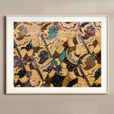 Action Men - Ancient Thai Temple Art Print, Framed Traditional Thai Mural Artwork Mythological Figures Gold