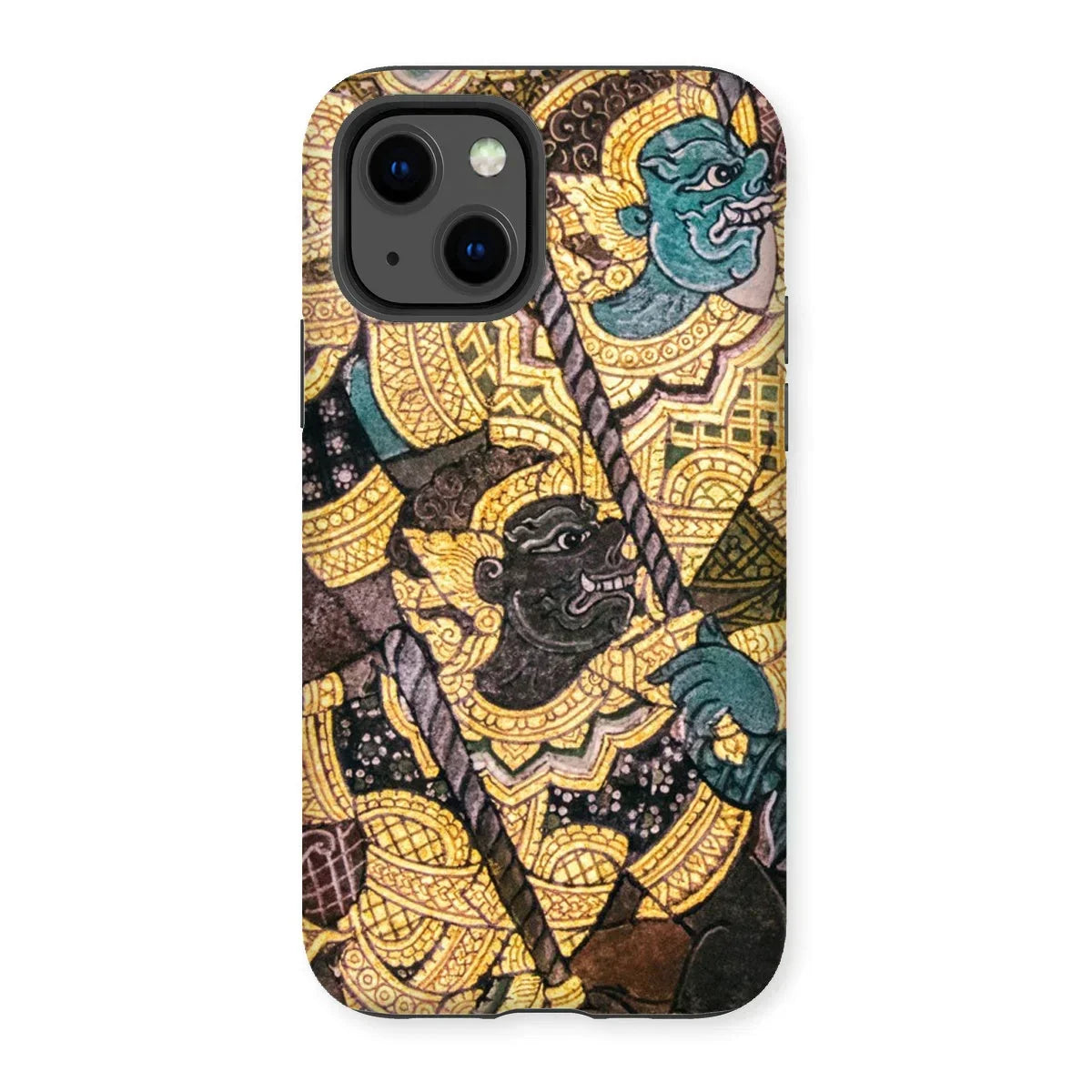 Action Men - Thai Temple Art Iphone Case, 13 / Matte, Phone Case Colorful Thai-style Mythological Artwork Demon-like Figures