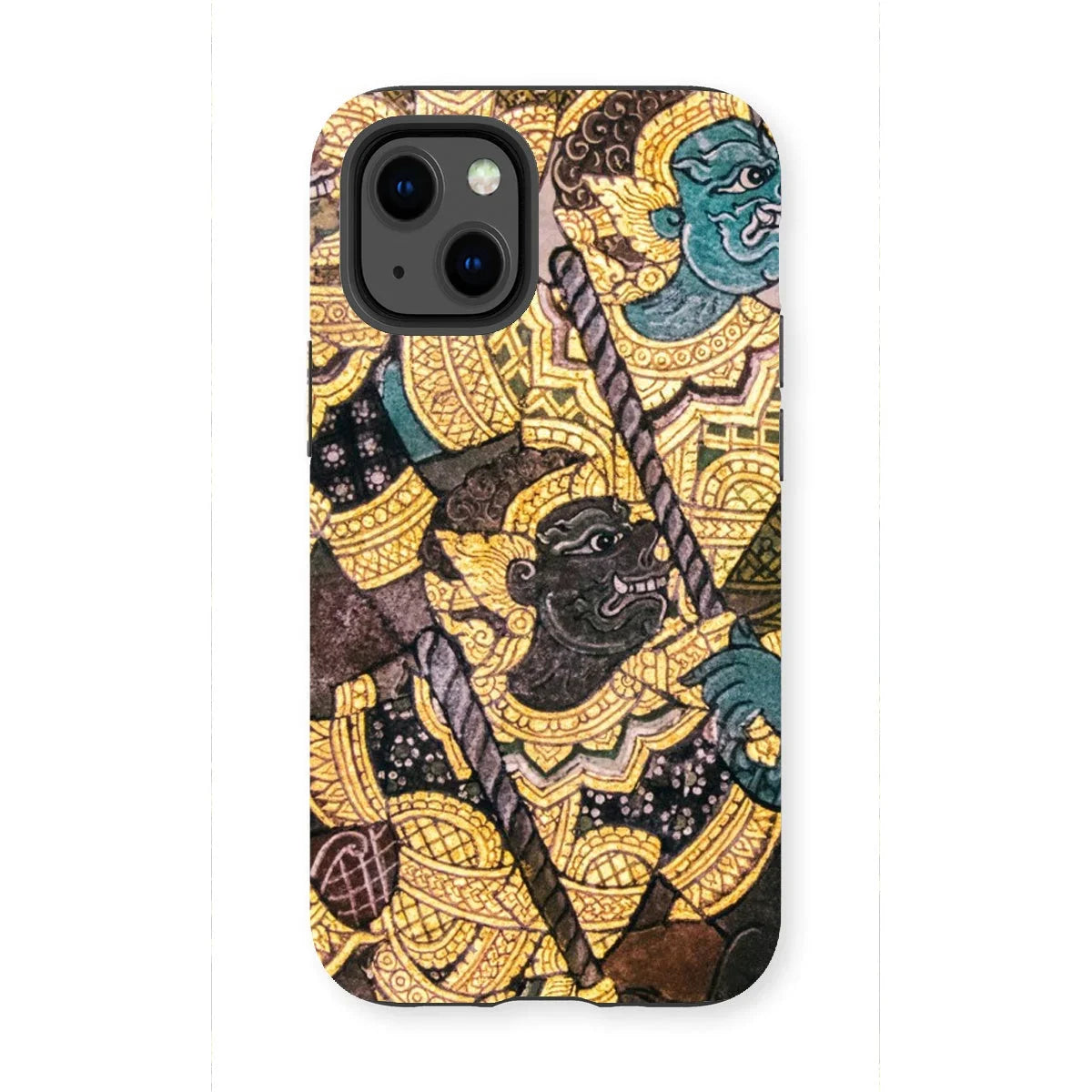 Action Men - Thai Temple Art Iphone Case, 13 Mini / Matte, Phone Case Colorful Thai-style Mythological Artwork Design