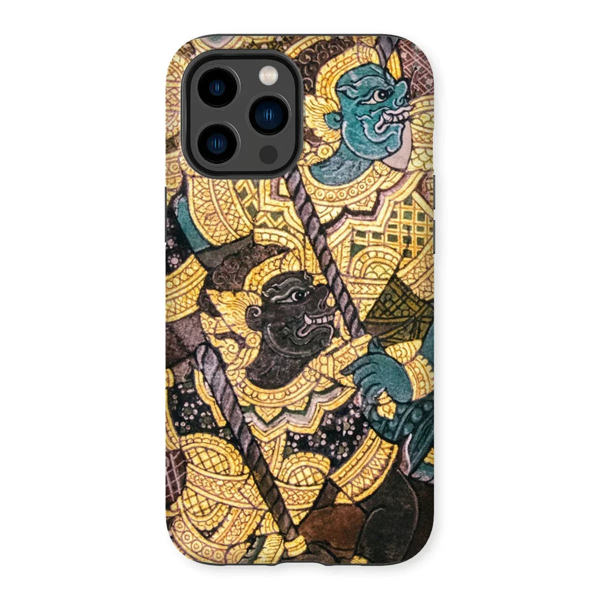 Action Men - Thai Temple Art Iphone Case, 14 Pro Max / Matte, Iphone Case Intricate Thai-style Artwork Mythical Figures