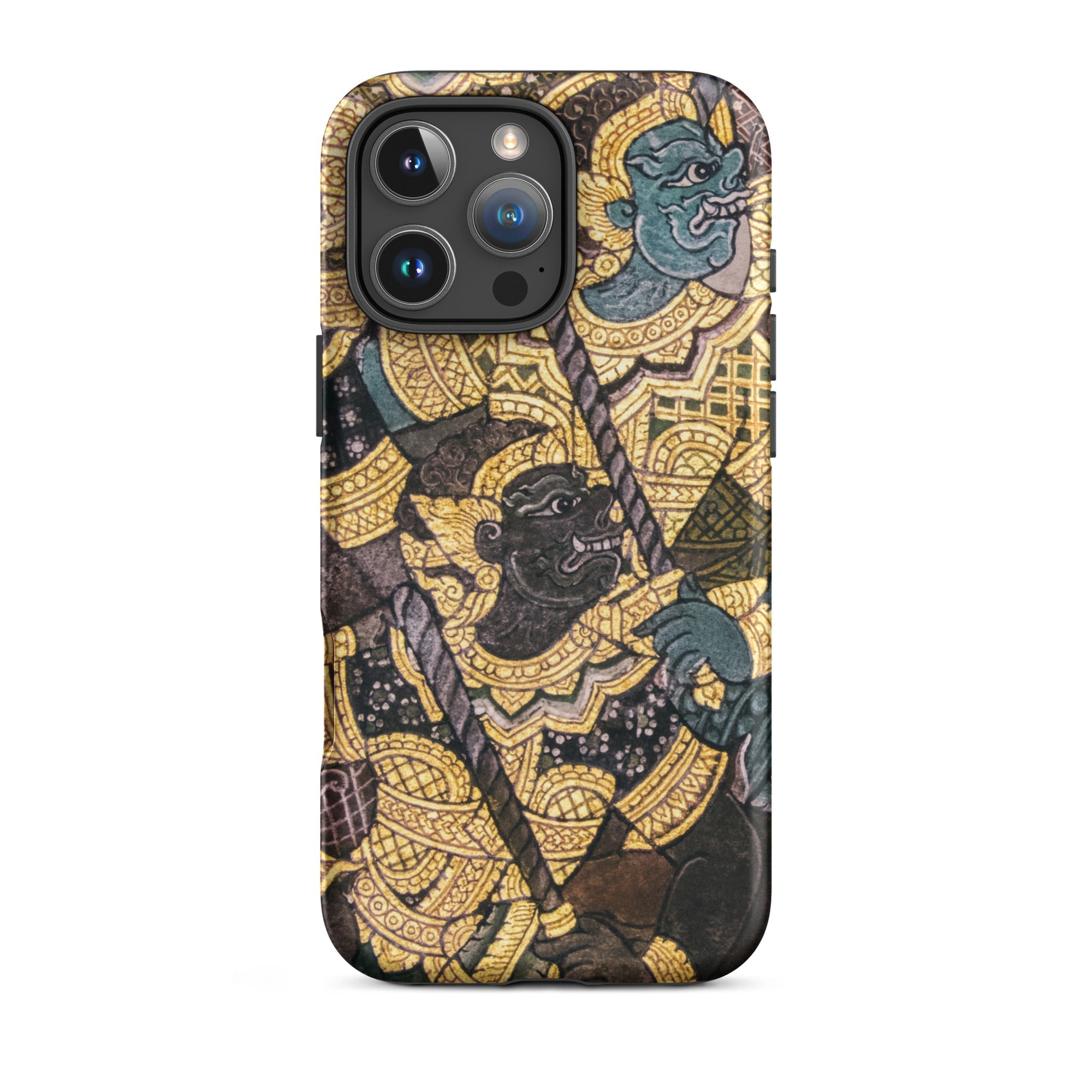 Action Men Thai Temple Art Iphone Case, 16 Pro Max / Matte, Ornate Phone Case Thai Art