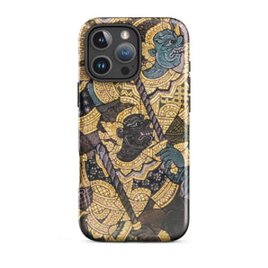 Action Men - Thai Temple Art Phone Case, Ancient Thai Artistry, Spellbinding Ramayana Battle, Thai Temple Art