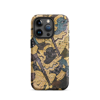 Action Men - Thai Temple Art Phone Case Iphone 15 Pro / Matte Ornate Phone Case Thai Art Ancient Artistry, Spellbinding Ramayana Battle,