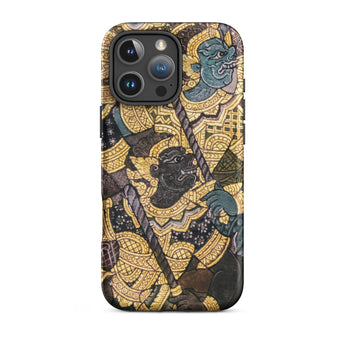 Action Men - Thai Temple Art Phone Case Iphone 16 Pro Max / Matte Ornate Phone Case Thai Art Ancient Artistry, Spellbinding Ramayana