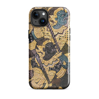 Action Men - Thai Temple Art Phone Case Iphone Case Thai Art Ancient Artistry, Spellbinding Ramayana Battle, Temple