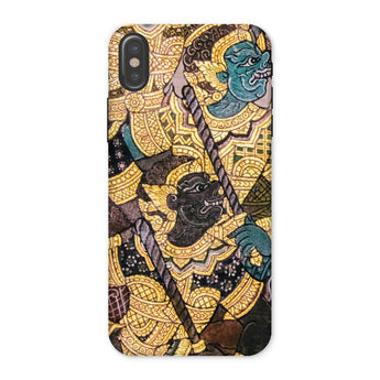 Action Men - Thai Temple Art Phone Case Iphone x / Matte Phone Case Intricate Thai-style Artwork Mythical Figures Gold Ancient Thai