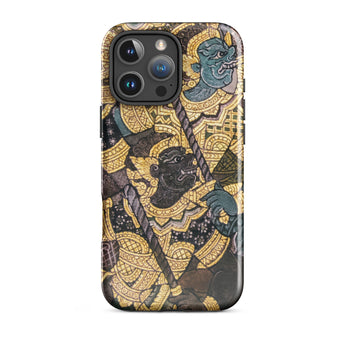 Action Men - Thai Temple Art Phone Case Ornate Phone Case Thai Mythological Figures Ancient Artistry, Spellbinding Ramayana Battle, Temple